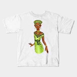 Black is Beautiful - Cameroon African Melanin Girl in traditional outfit Kids T-Shirt